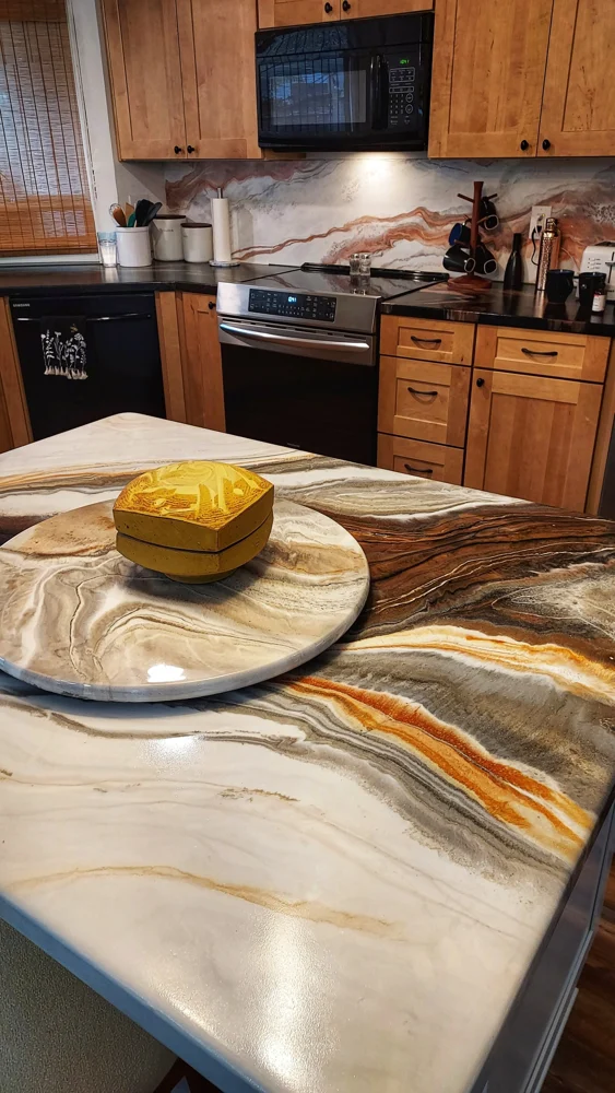 Resin surfaces: artwork by Kristi Moomey